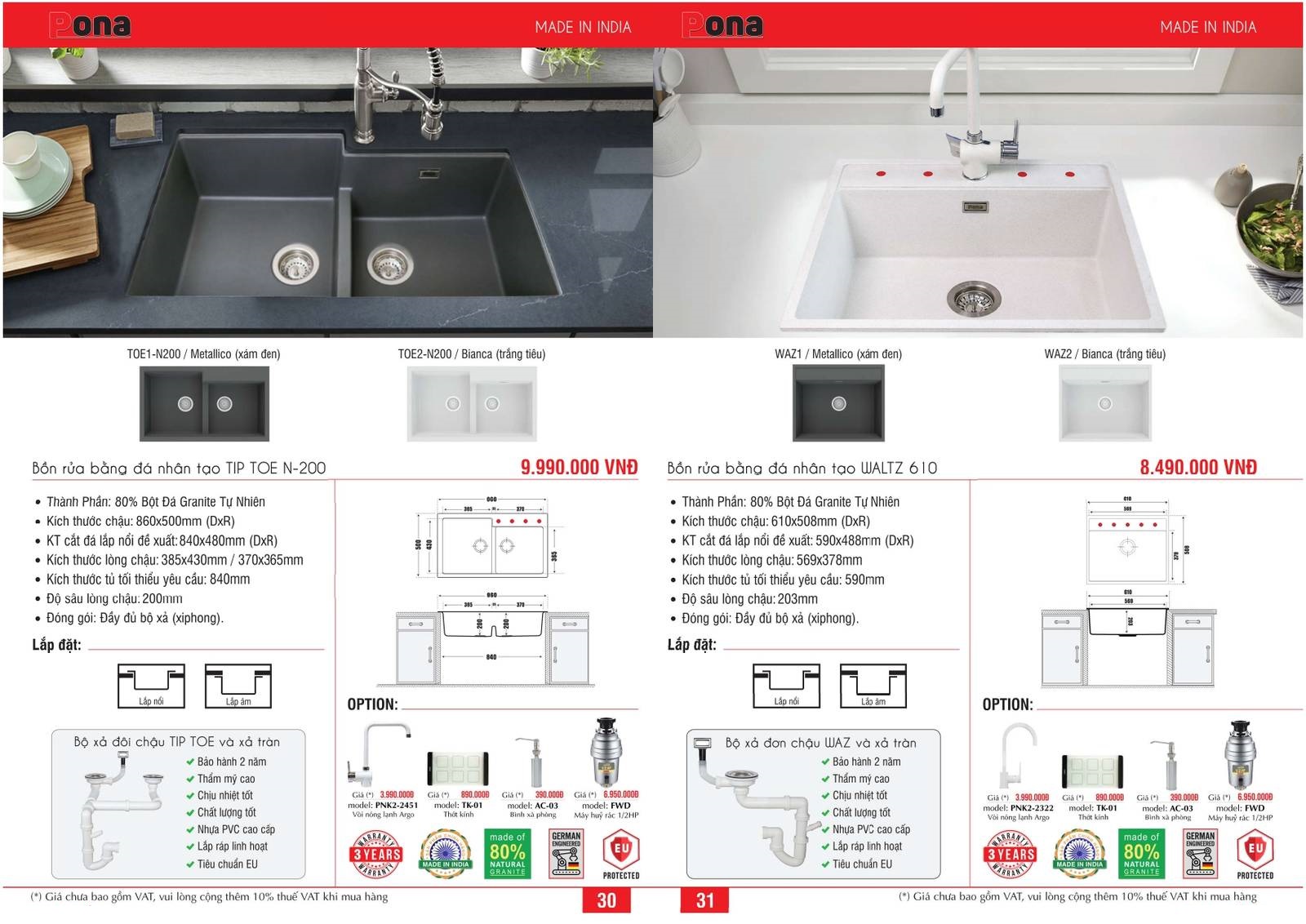 Bồn rửa chén CARYSIL Catalogue và Bảng giá mới nhất /Page 16